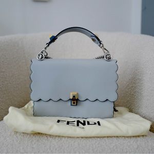 Fendi Baby Blue Scalloped Leather Bag